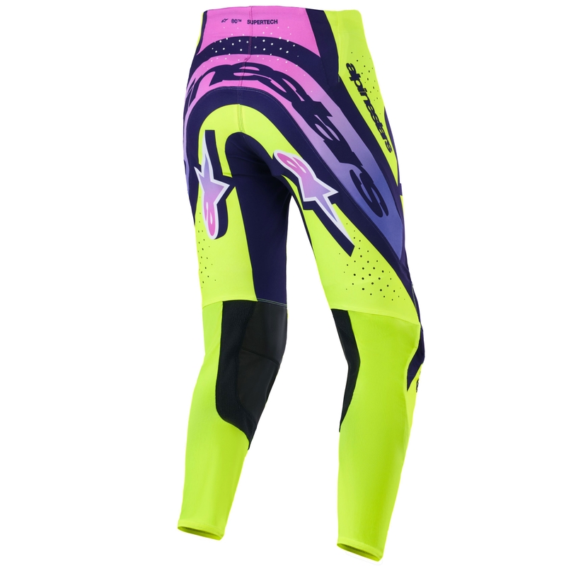 Мотокрос панталони Alpinestars Supertech Vista, флуоресцентно жълто-лилаво-черно