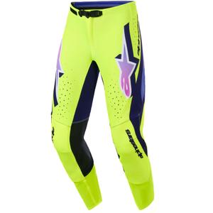 Мотокрос панталони Alpinestars Supertech Vista, флуоресцентно жълто-лилаво-черно