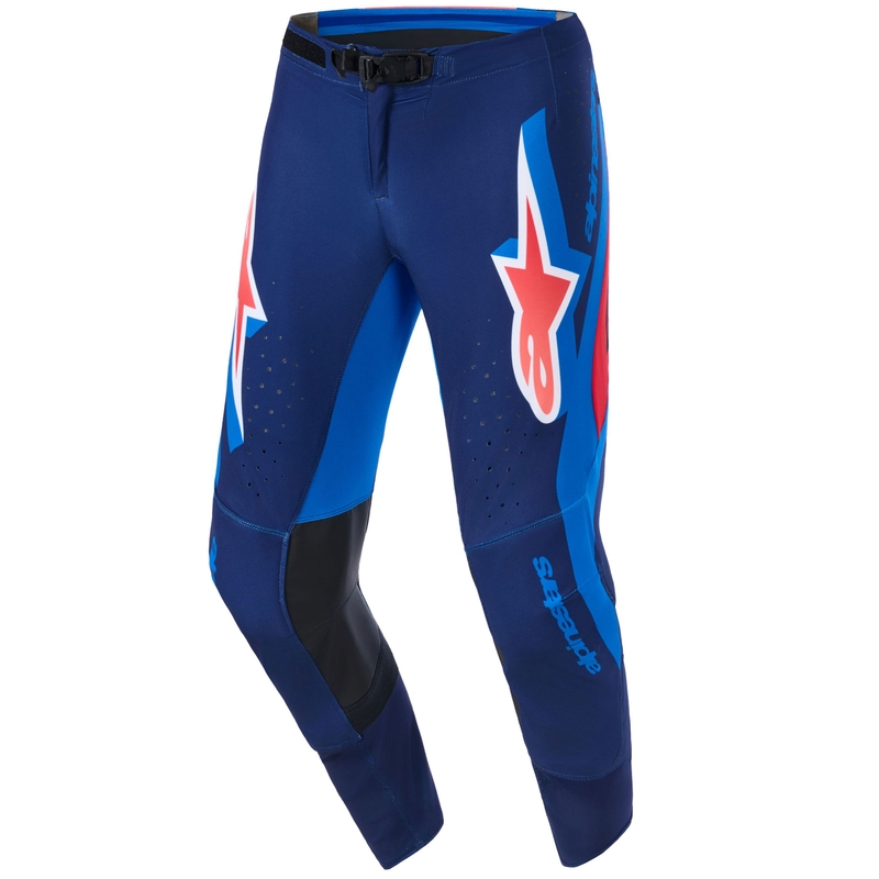 Мотокрос панталони Alpinestars Supertech Vista, тъмносиньо-коралово-кобалтови