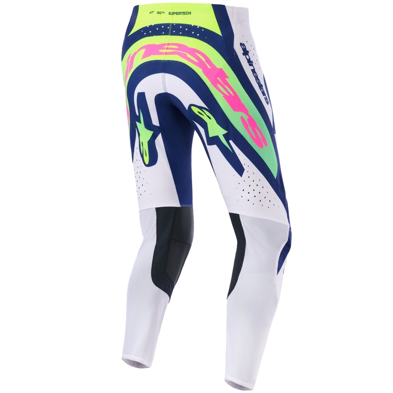 Мотокрос панталони Alpinestars Supertech Vista светло сиво-флуоресцентно жълто-зелено-синьо-розово