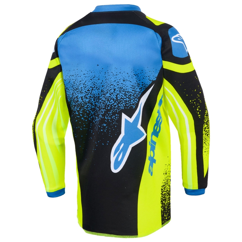 Детско мотокрос фланелка Alpinestars Racer Nomur, тъмносиньо-флуоресцентно жълто-черно