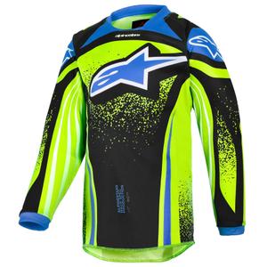 Детско мотокрос фланелка Alpinestars Racer Nomur, тъмносиньо-флуоресцентно жълто-черно