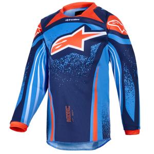 Детско мотокрос фланелко Alpinestars Racer Nomur, тъмносиньо-оранжево-черно