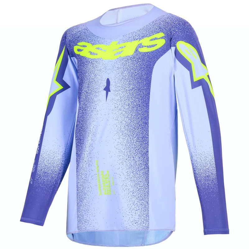 Детско мотокрос фланелко Alpinestars Supertech Scenz, лилаво-флуоресцентно жълто