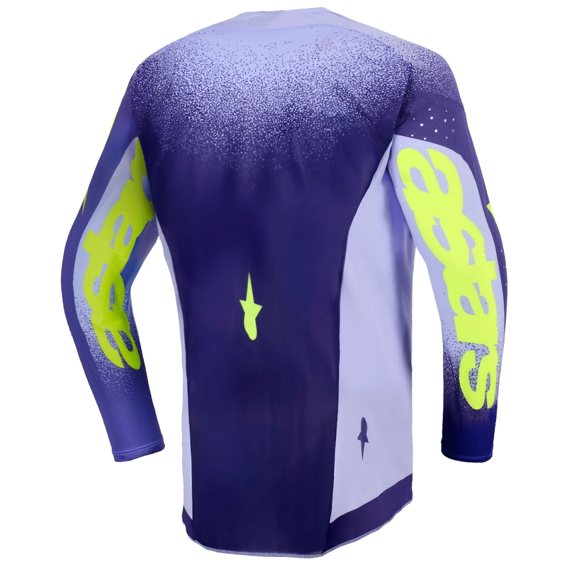 Детско мотокрос фланелко Alpinestars Supertech Scenz, лилаво-флуоресцентно жълто