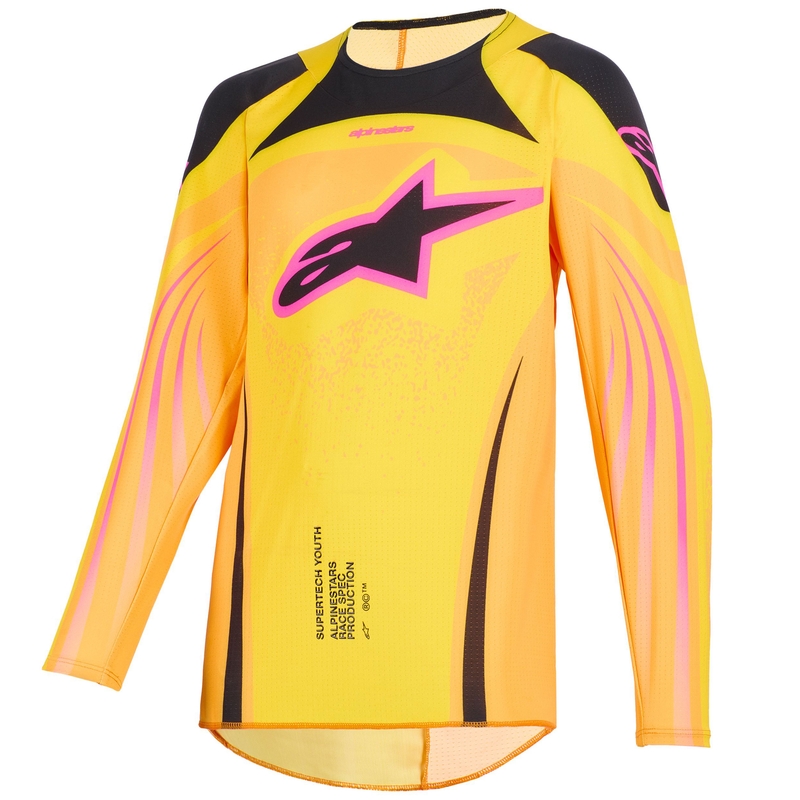 Детско мотокрос фланелко Alpinestars Techstar Nomur, оранжево-жълто-розово