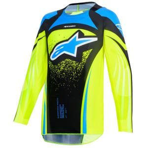 Детско мотокрос фланелко Alpinestars Techstar Nomur, тъмносиньо-флуоресцентно жълто-синьо