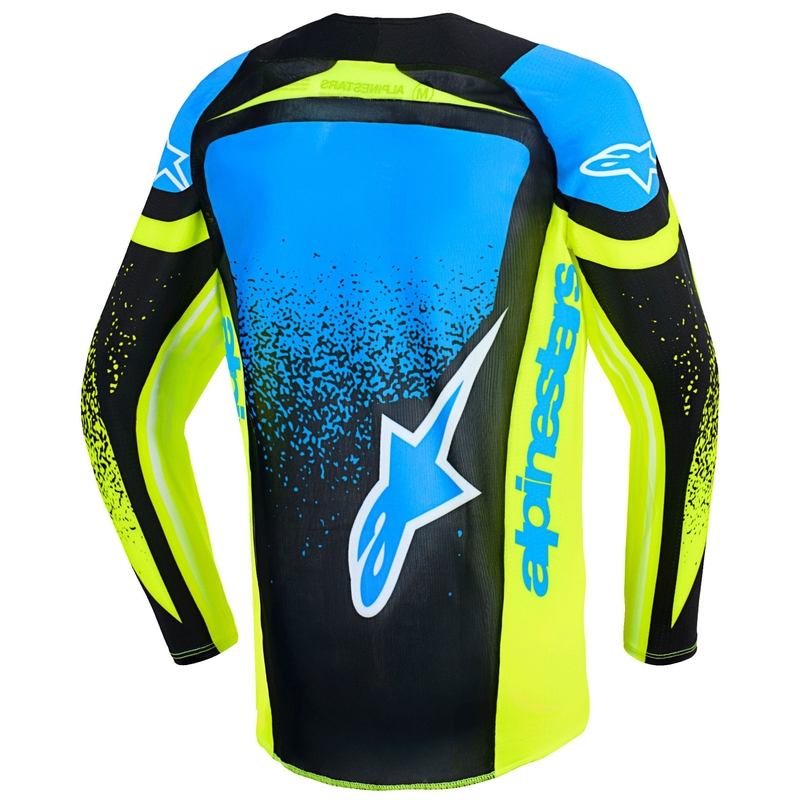 Детско мотокрос фланелко Alpinestars Techstar Nomur, тъмносиньо-флуоресцентно жълто-синьо