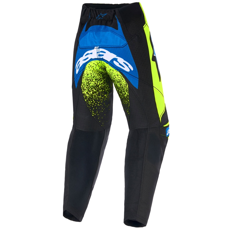 Детски мотокрос панталон Alpinestars Racer Nomur, тъмносин-флуоресцентен жълт-черен