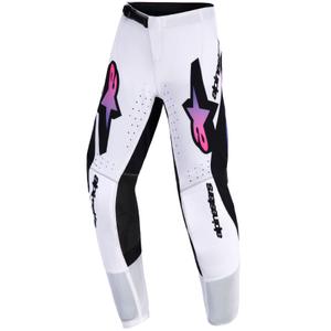 Детски мотокрос панталон Alpinestars Supertech Vista, бяло-лилаво-черно