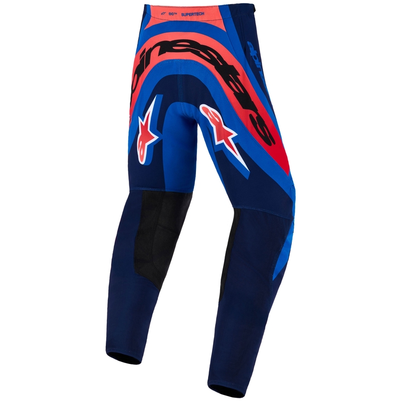 Детски мотокрос панталон Alpinestars Supertech Vista, тъмносин-коралов-кобалтов