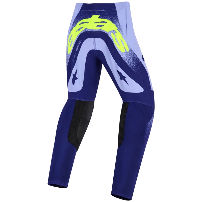 Детски мотокрос панталон Alpinestars Supertech Scenz, лилав-флуоресцентно жълт