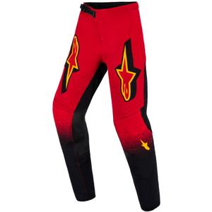 Детски мотокрос панталони Alpinestars Supertech Scenz, червено-черно-жълти