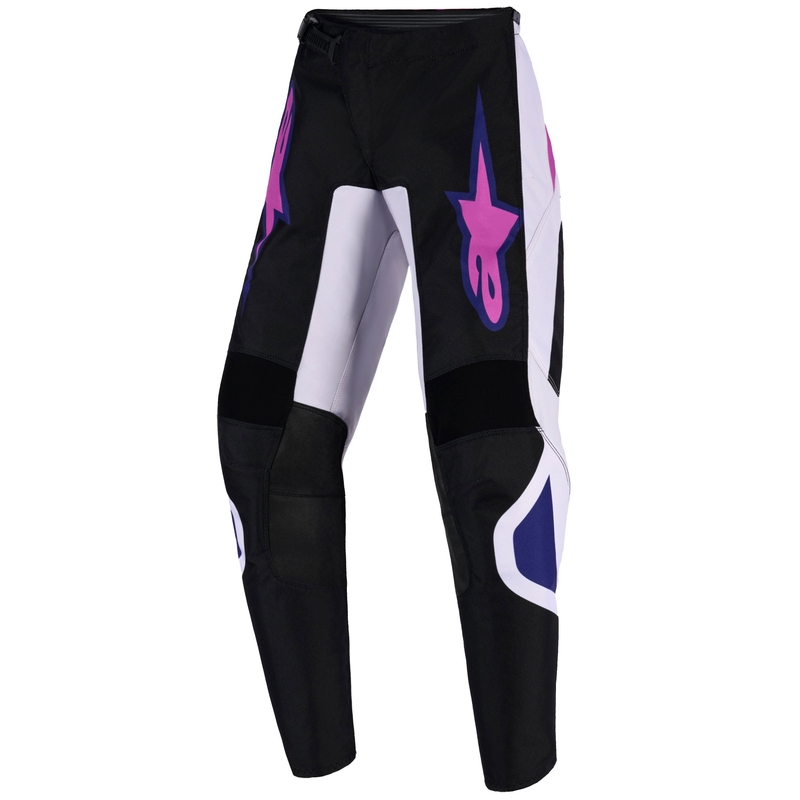 Детски мотокрос панталон Alpinestars Fluid Grid, черно-светло сиво-лилаво