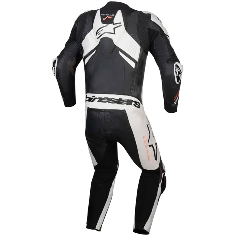 Кожен костюм Alpinestars GP Plus V4 Sprint, съвместим с Tech-Air, черно-бяло-червено флуоресцентно