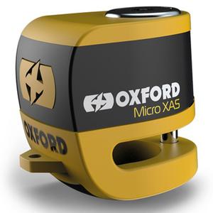 Заключване на дискова спирачка Oxford Micro XA5 с вградена аларма, жълто-черно