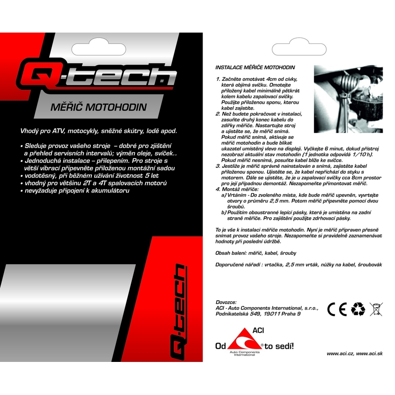 Брояч на моточасове Q-TECH черен