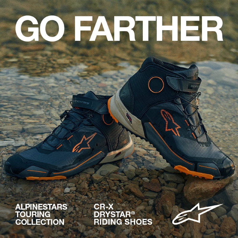 Мотоциклетни ботуши Alpinestars CR-X Drystar черно-кафяво-оранжеви