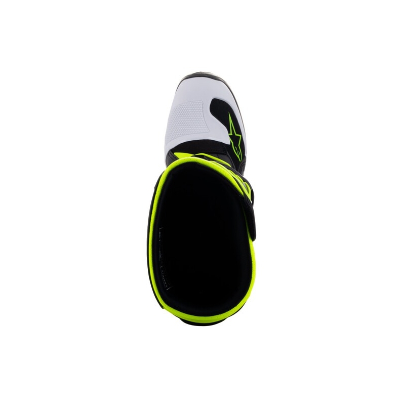Детски мотоциклетни ботуши Alpinestars Tech 7 S, черно-бяло-флуоресцентно жълто-синьо