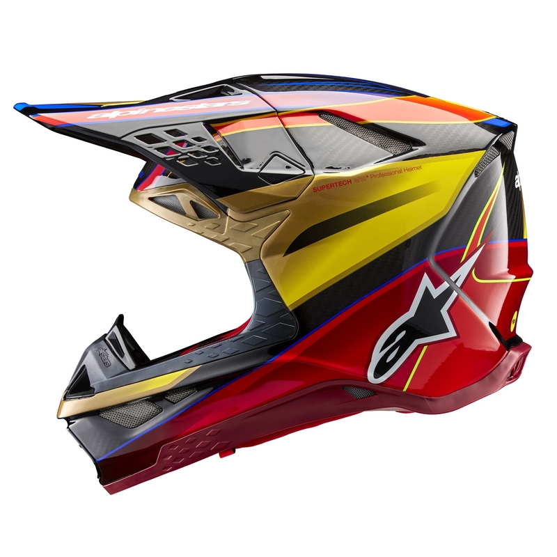 Каска за мотокрос Alpinestars Supertech S-M10 Era в златисто-червен цвят