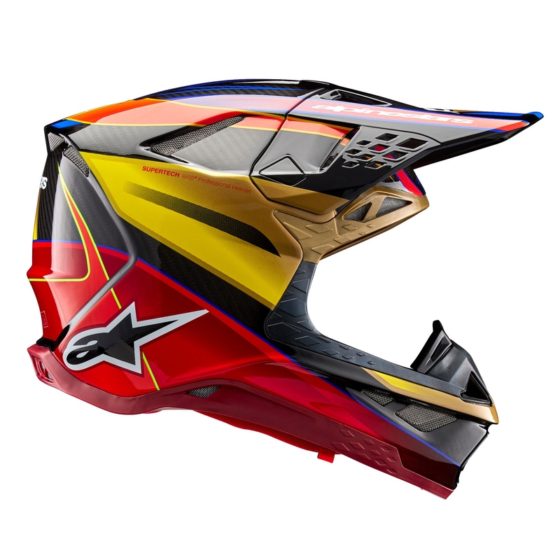 Каска за мотокрос Alpinestars Supertech S-M10 Era в златисто-червен цвят