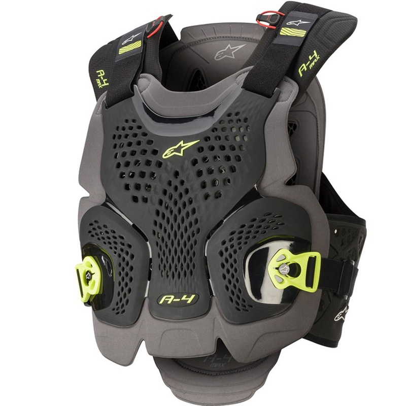 Протектор за гърди Alpinestars A-4 MAX черно-антрацитно-флуоресцентно жълто