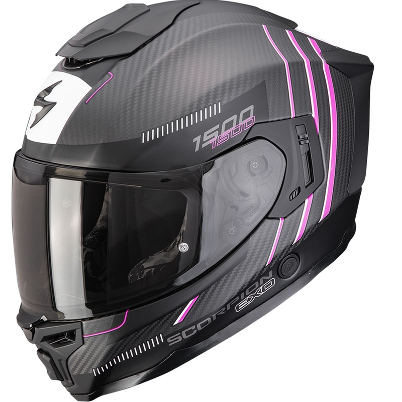 Scorpion EXO-1500 Carbon Air Zity Мотоциклетна каска с пълно лице, матово черно-розово