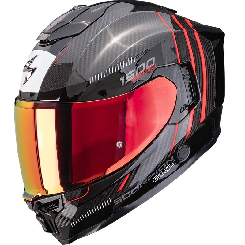 Scorpion EXO-1500 Carbon Air Zity Мотоциклетна каска с пълно лице, черно-червена