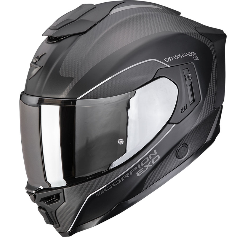 Scorpion EXO-1500 Carbon Air Mundi Мотоциклетна каска с пълно лице, матово черно-сребристо