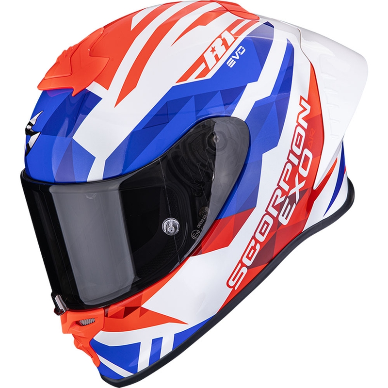 Scorpion EXO-R1 EVO II Air Valere каска за мотоциклет с пълно лице, бяло-червено-синьо