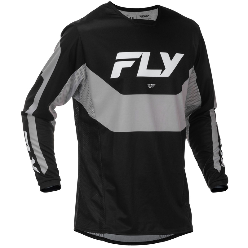 FLY Racing Kinetic USA мотокрос фланелка черно-сива
