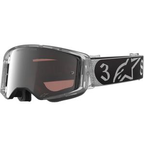 Мотокрос очила Alpinestars Supertech Vision DNGR38 XXV черно-сребристо с огледален сребрист плексиглас