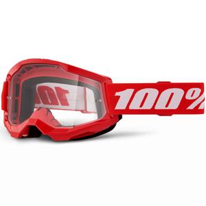 Детски мотокрос очила 100% STRATA 2 червени с прозрачен плексиглас