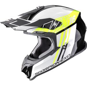 Каска за мотокрос Scorpion VX-16 EVO Air Lignes, черно-флуоресцентно жълта
