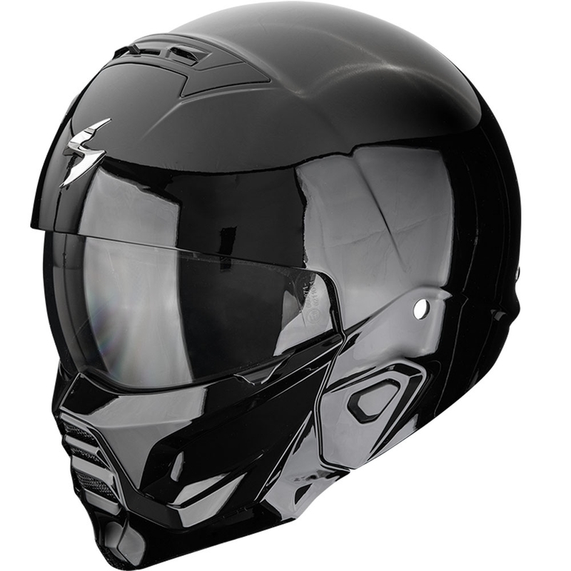 Каска с отворено лице и маска Scorpion EXO-COMBAT II, плътно черна
