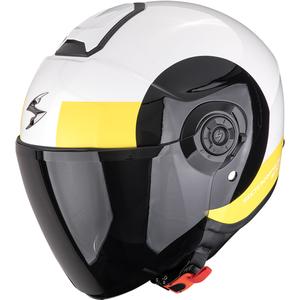 Scorpion EXO-230 Hipe каска за мотоциклет с отворено лице, бяло-черно-флуоресцентно жълто