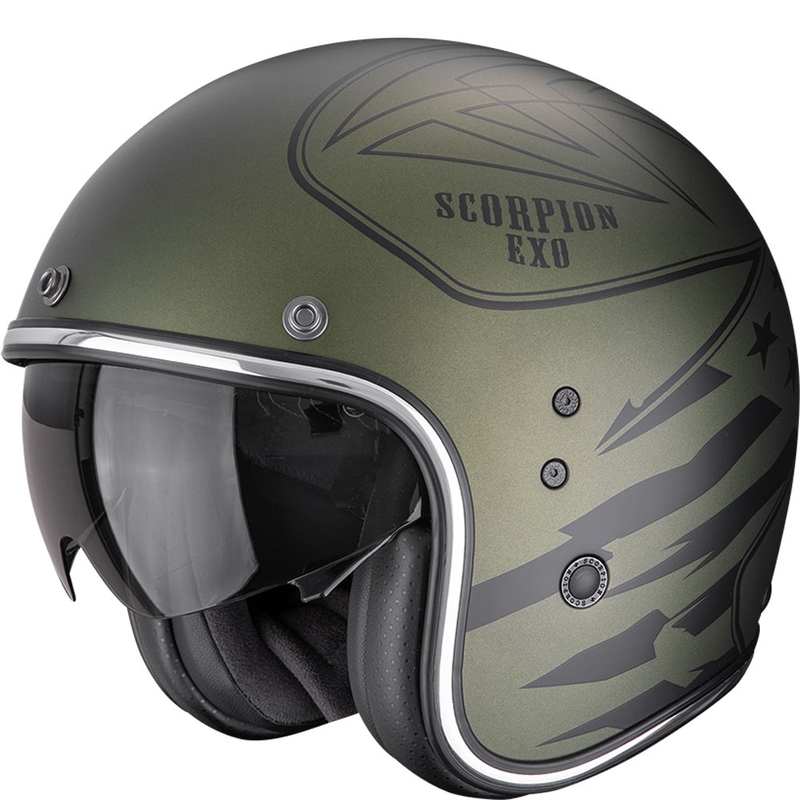 Scorpion Belfast Dawg Отворена мотоциклетна каска, матово зелена