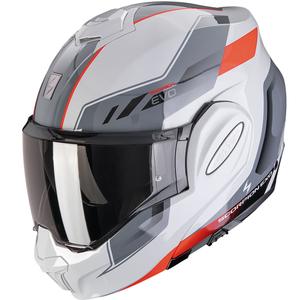 Scorpion EXO-TECH EVO Socius Мото каска с отваряща се конструкция, сиво-червена