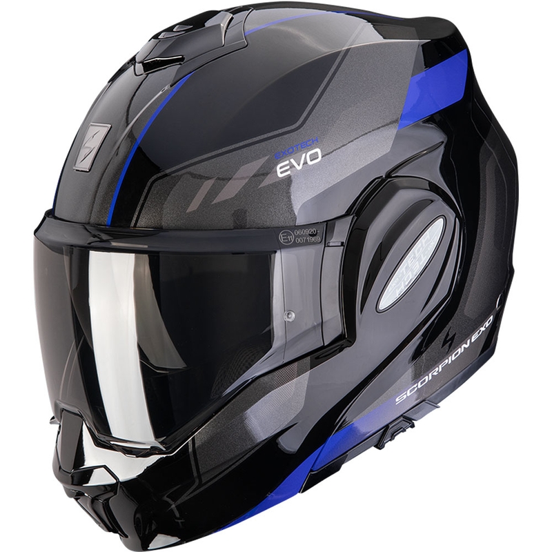 Scorpion EXO-TECH EVO Socius Мото каска с отваряща се конструкция, черно-синя
