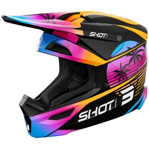 Мотокрос каска Shot Furious Miami, лъскаво оранжева