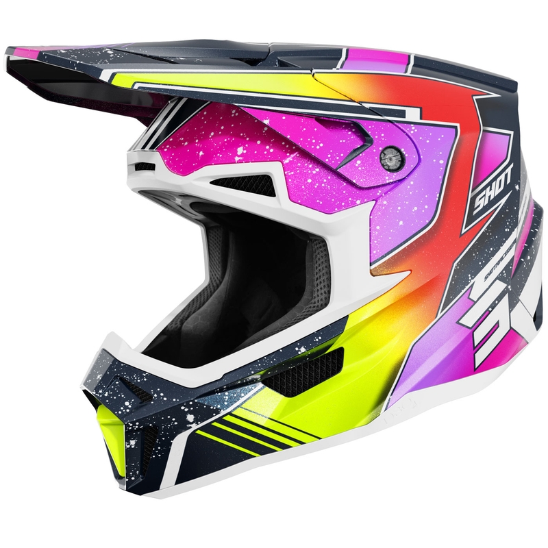 Мотокрос каска Shot Lite Racing, перлено синьо-флуоресцентно жълто