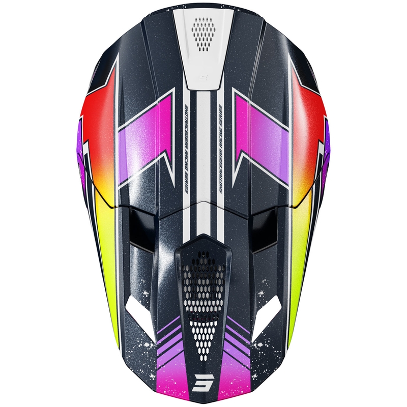 Мотокрос каска Shot Lite Racing, перлено синьо-флуоресцентно жълто