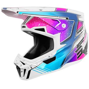 Мотокрос каска Shot Lite Racing перлено бяло-розово