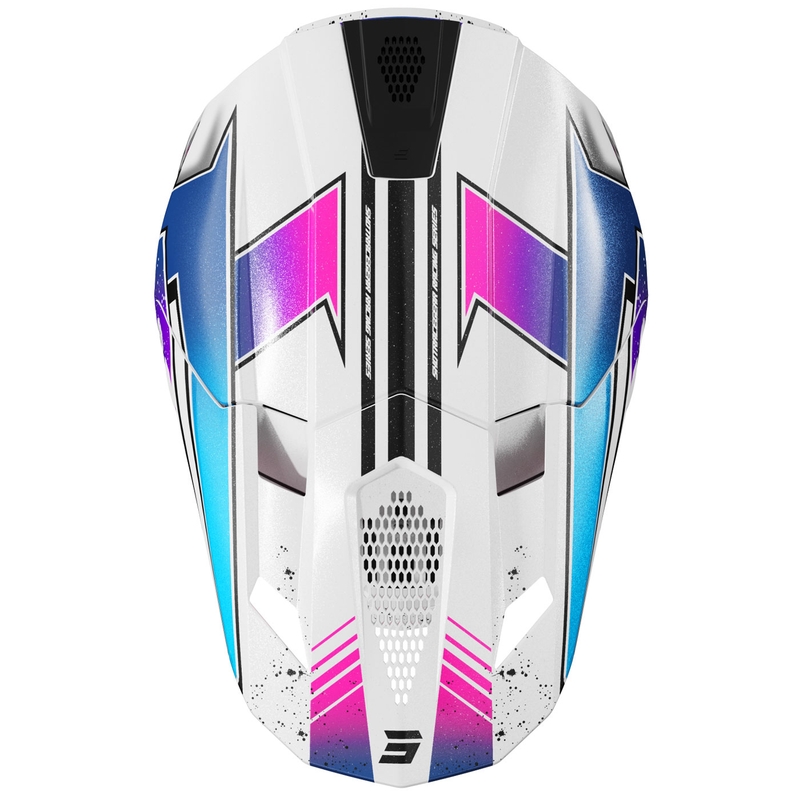 Мотокрос каска Shot Lite Racing перлено бяло-розово