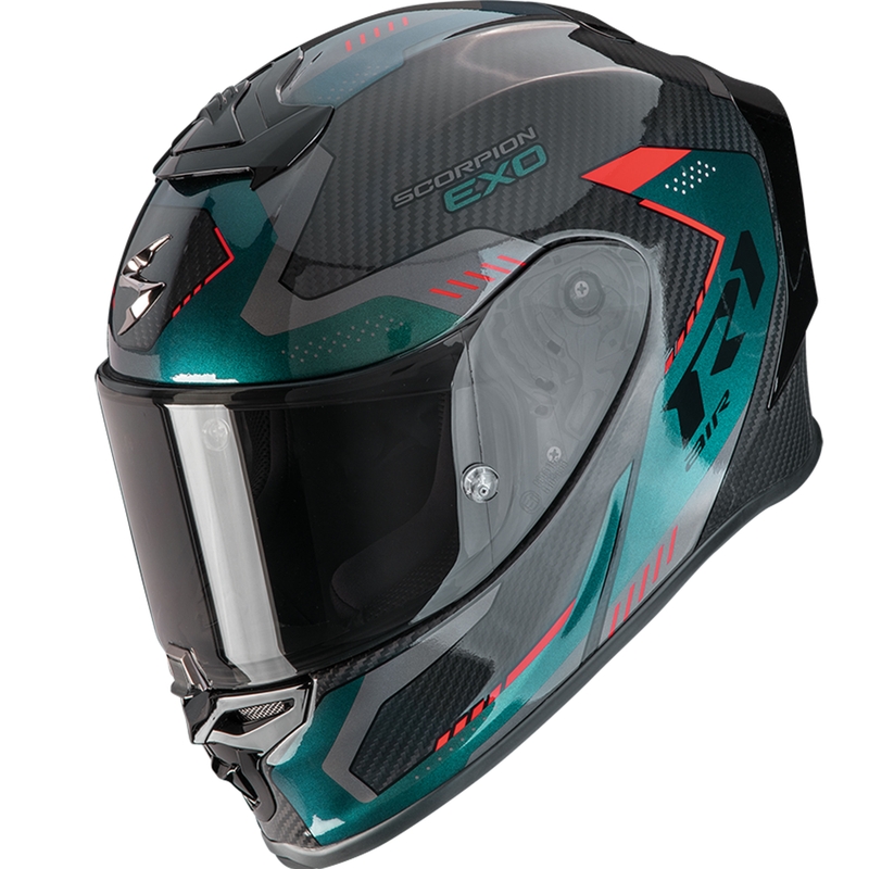 Мотоциклетна каска Scorpion EXO-R1 EVO II Carbon Air Propel, черно-зелена