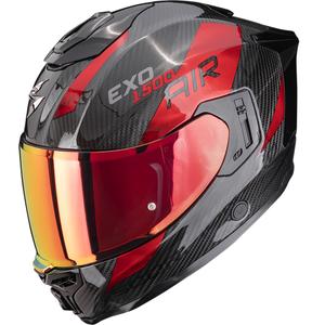 Scorpion EXO-1500 Carbon Air Platted Мотоциклетна каска с пълно лице, черно-червена