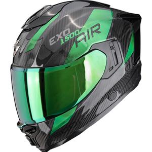 Scorpion EXO-1500 Carbon Air Platted Мотоциклетна каска с пълно лице, черно-зелена