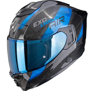 Scorpion EXO-1500 Carbon Air Platted Мотоциклетна каска с пълно лице, черно-синя