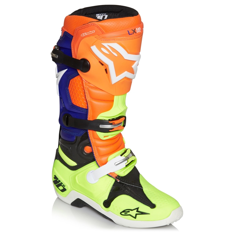 Boty na motorku Alpinestars Tech 10 oranžovo-modro-bílo-fluo žluté