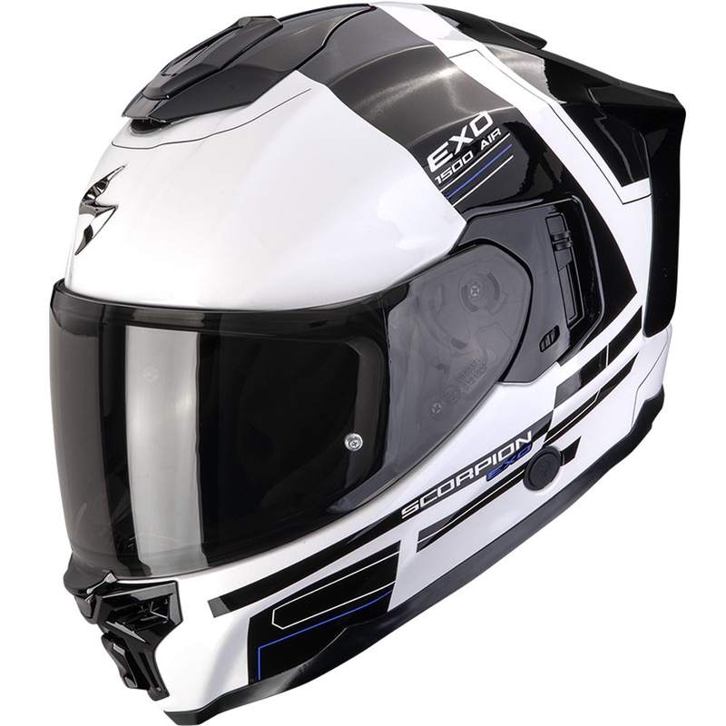 Scorpion EXO-1500 Air Dual каска за мотоциклет с пълно лице, бяло-черно-синьо